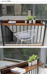 This hanging balcony table will make a great addition to your balcony, serving as a coffee table to place your drink or a convenient worktop to keep items such as garden tools and potted plants. Balcony Railing Hanging Table Bar Table Home Function Hanging Solid Wood Tea T Shopee Malaysia