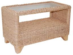 Furniture Seagrass Coffee Table With Glass In Countertop With Artistic Design Fill Your Space Room With Seagrass Furniture Very Lightweight Material