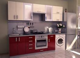 Modular Kitchen Designs In Red And Washing Machine For Small Houses Kitchen Design Small Simple Kitchen Design Ready Made Kitchen Cabinets
