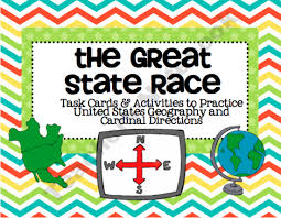 The Great State Race Activities To Practice Usa Geography Cardinal Directions With Images Cardinal Directions Geography Activities Social Studies Maps