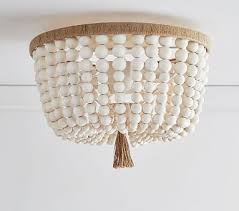 Dahlia Flushmount Beaded Light Fixture Wood Bead Chandelier Beaded Chandelier
