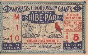1931 World Series Ticket Stub World Series Tickets Baseball Ticket Vintage Ticket