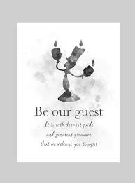 Beauty And The Beast Inspired Quote Art Print Illustration Lumiere Black And White Song Be Our Guest Wal Art Prints Quotes Beauty And The Beast Art Quotes