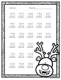 Free Three Digit Subtraction With Regrouping Winter Theme 3 Nbt 2 Christmas Math Worksheets Math Worksheets Winter Math Worksheets