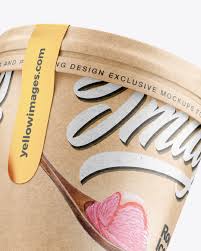 Two Kraft Ice Cream Cups Mockup In Cup Bowl Mockups On Yellow Images Object Mockups