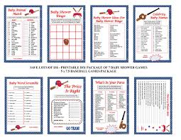 Baseball Baby Shower Game Red And Blue Baseball Theme Baby Etsy Sports Baby Shower Baseball Baby Shower Baseball Baby