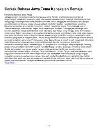 Maybe you would like to learn more about one of these? Cerkak Bahasa Jawa Tema Kenakalan Remaja