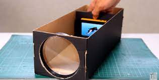 Step 10 Put Your Phone In The Box And Adjust How To Make A Smartphone Projector Out Of A Shoebox Smartphone Projector Diy Projector Phone Projector