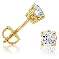 Maybe you would like to learn more about one of these? Amanda Rose Collection Diamond Solitaire Stud Earrings In 14k Yellow Gold Screw Back Settings 0 5 Ct Diamond Studs Diamond Earrings Studs Bar Stud Earrings