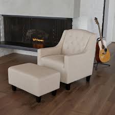 Elaine Tufted Fabric Club Chair And Ottoman Beige In 2020 Chair And Ottoman Set Living Room Chairs Chair And Ottoman