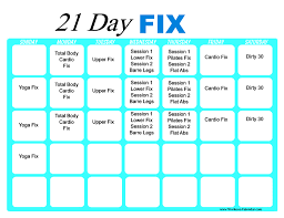 Free 5 21 Day Fix Calendar Pdf Workout Printable Template