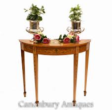 Choose the finish combination that best fits the decor and personality. Adams Console Table Demi Lune Satinwood Hall Tables
