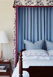 Sorry for any mistakes please subscribe me! Ellen Kavanaugh Interior Design Canopy Bed Blue Red Velvet Trim Vintage Murano Venetian Lamp The Glam Pad
