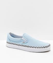 Black And White Checkered Vans Slip Ons Vans Slip On Check Foxing Blue White Skate Shoes Zumiez In 2020 Custom Vans Shoes Girls Shoes Vans Skate Shoes