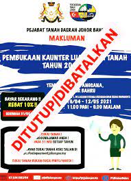 Rebat cukai tanah pentadbiran tanah johor bagi tahun 2020 dan 2021.pic.twitter.com/xyy0hbfref. Pejabat Tanah Johor Bahru Posts Facebook