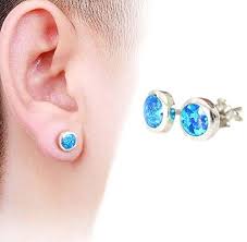 Guys Stud Earrings Blue Opal Studs For Men Sterling Silver Mens Earrings Hypoallergenic Stud Earrings For Men In 2020 Stud Earrings For Men Men Earrings Studs For Men
