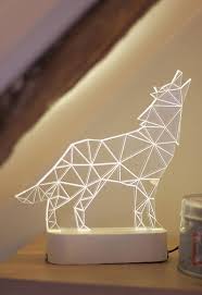 Modern Concrete Howling Wolf Lamp Geometric Led Lamp Concrete Table Lamp Animal Night Light Woodland Decorative Lamp Goruntuler Ile Serigrafi Baski Lamba