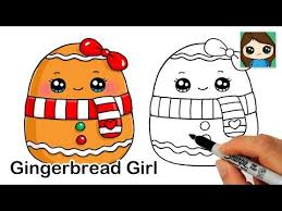 Draw So Cute Youtube Christmas Drawing Easy Doodles Drawings Gingerbread Girl