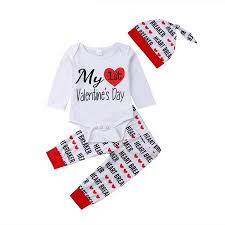 Cute My 1st Valentine S Day Newborn Baby Boy Girl Clothes Romper Pants Hat Outfits