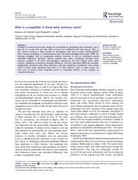 Who is susceptible in three false memory tasks?