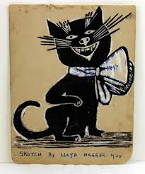 The geelong cats mascot poses for a photo outside kardinia park. Cats Mascot Sketch Lloyd Hagger Cat Mascot Sketch 1925