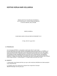Kertas kerja jamuan akhir tahun. Kertas Kerja Hari Keluarga