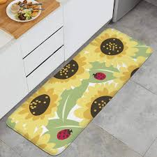 .of kitchen linens, including kitchen towels and kitchen rugs & mats that will help make your kitchen runner rugs washable bar stool covers sunflower kitchen rugs fall kitchen rugs rugs pads. Amazon Com Sunflower And Ladybugs Kitchen Mat Washable Carpets Non Slip Kitchen Rug Home Kitchen