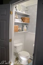Half Bath Reveal Powder Room Tiny Powder Rooms Powder Room Small Shelves Over Toilet