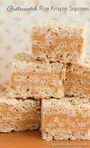 This Recipe For Butterscotch Rice Krispie Squares Combine Two Of My Favourite Childhood Treats Into On Krispie Treats Recipe Rice Krispies Butterscotch Recipes