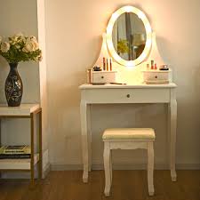Free 2 Day Shipping Buy Gymax 3 Drawers Bedroom Vanity Makeup Dressing Table Stool Set Lighted Mirr In 2020 Dressing Table With Stool Drawer Lights Dressing Table Set
