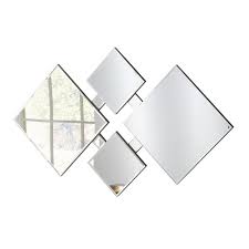 Love heart shaped wall mirror sparkly silver diamond crush crystal 70x70cm. 4 Piece Diamond Shaped Wall Mirror Grays Of Worcester