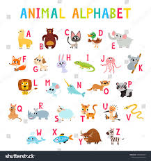 Cute Cartoon Animals Alphabet For Children Education Isolated On White Vector Illustration Used For Ki In 2020 Animal Alphabet Magazines For Kids Cute Cartoon Animals