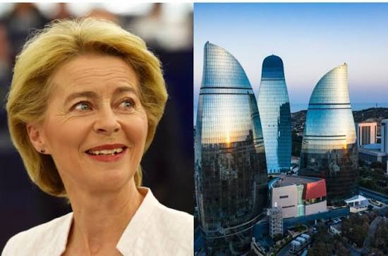Avropa Komissiyasının prezidenti Ursula Leyen Bakının şəkli ilə paylaşım  edib yazdı "Bakıda eniş. Aİ Cənubi Qafqaz üçün parlaq bir gələcəyə inanır:  əlaqəli, dinc və çiçəklənən. Biz bu gələcəyin qurulmasına kömək etmək  istəyirik.