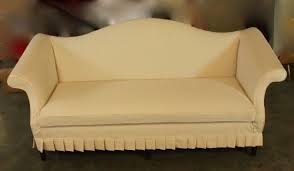 Pottery barn was probably the first to make the slipcover sofa trend go the pb comfort roll arm slipcovered sofa is perfect for people who want a traditional. Slipcovered Camelback Sofa With Pleated Skirt Natural Duck Fabric Was Prewashed And Ironed Before Making Slipco Slipcovers Upholstered Headboard Custom Bed