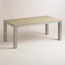 Galvanized metal top dining table. Natural Wood And Silver Metal Pelagia Dining Table