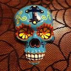 Mexicaanse calavera, suikerschedelgeschenken, kruisontwerp, dag van de  doden, decor Dia de los Muertos, kunst aan de muur suikerschedel