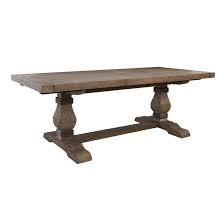 Great for transitional spaces, the majestic dining table offers architectural proportions with its elegantly carved double pedestal trestle base and its sleek and shapely top. One Allium Way Goodell Extendable Pine Solid Wood Trestle Dining Table Wayfair
