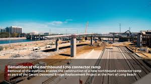 The new span is the largest structure in long beach and dwarfs the original gerald desmond bridge, which. Gerald Desmond Bridge Replacement Project Time Lapse Demolition Of Nb 710 Ramp Facebook