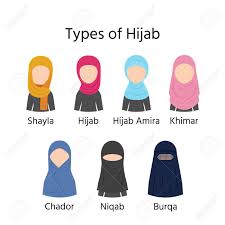 This headpiece made like a skullcap at head with ties, widely and draped at the back. Types Of Hijab Vector Muslim Veils Hijab Niqab Burqa Chador Royalty Free Cliparts Vectors And Stock Illustration Image 118970067