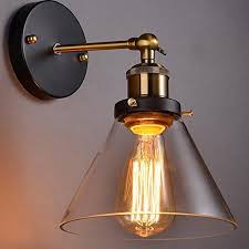 Amazon's big winter sale has hot deals on items that can brighten a dorm room, apartment, home office or an entire house. Frideko Vintage Industrial Funnel Glass Lampshade Wall Co Https Www Amazon Co Uk Dp B06w9krkjx Ref C Industrial Wall Lights Wall Mounted Lamps Wall Lights