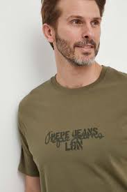 Pamučna majica Pepe Jeans Chris za muškarce, boja: zelena, s tiskom,  PM509207