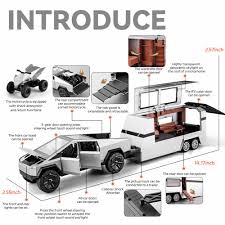 Monster Jam Trucks Cybertruck Toy Trucks With Motorcycle Diecast Metal  Cyber Truck Model Pickup Truck 1 32 Toy Race Cars With Sound And Light Gift  Age For 6 Year Up For Christmas