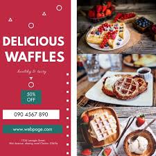 Delicious Waffle Flyer Menu Design Template Healthy Waffles Food
