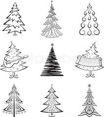 Black And White Christmas Tree Doodle Christmas Trees Christmas Tree Set Holiday Symbols Buy Christmas Tree