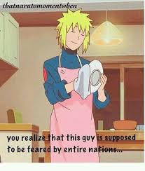 Cute Minato With A Pink Apron Washing The Dishes Haha He S Still The Yellow Flash Of The Leaf And The 4th Hokage Naru Naruto Memes Naruto Funny Naruto