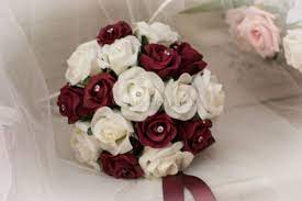 Check spelling or type a new query. Bridesmaids Burgundy And Ivory Rose Wedding Bouquet The Artificial Flowers Company