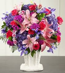 Purple and silver funeral wreath. We Fondly Remember Funeral Flowers In Richland Wa Arlene S Flowers And Gifts