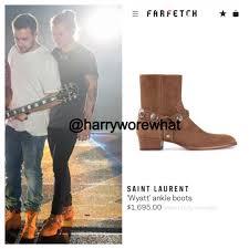 They're functionally easy to wear (no laces!) and fashionably easy to wear. Harry Wore What On Twitter Harry Wore 1695 Saint Laurent Wyatt Ankle Boots During Otra Rehearsals In Sydney 2 6 15 Http T Co Rq293musbb