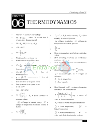 Chemistry Formula For Class 11 Chapter Thermodynamics