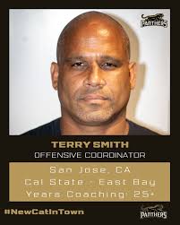 🏈🏈 MEET THE COACH 🏈🏈 TERRY SMITH: With his very successful tenure  spanning more than 25 years, Smith brings his passionate leadership to the  job as the Panthers' Offensive Coordinator. “After Terry